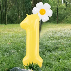 2pcs White Daisy Balloons Set Macaron Yellow 40inch Number Balloon 0-9 Kids Birthday Party Decorations Baby Shower Air Globes