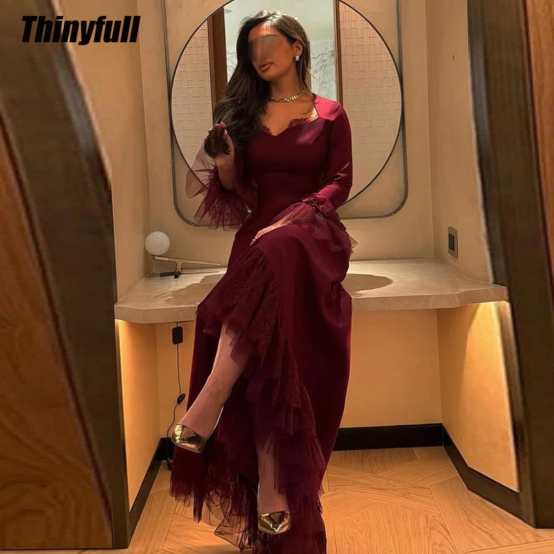 

Thinyfull Mermaid Satin Prom Dress 2026 Sweetheart Full Sleeves Evening Dress Long Party Gown Robe De Soirée Customized ﻿