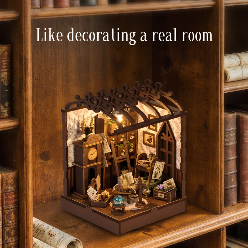 Book Nook Kit, DIY Miniature House Room Kit for Adult Activity Mini DIYBooknooks Bookshelf Library Decor Gifts for Craft Lovers,