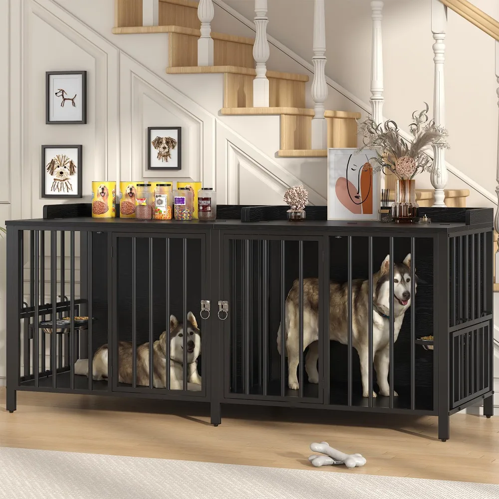 78 Inch Dog Crate, Large Dog Crate for 2 Dogs, Dog Kennel Indoor for Large/Medium Dogs with Top Access Door, XL Wooden