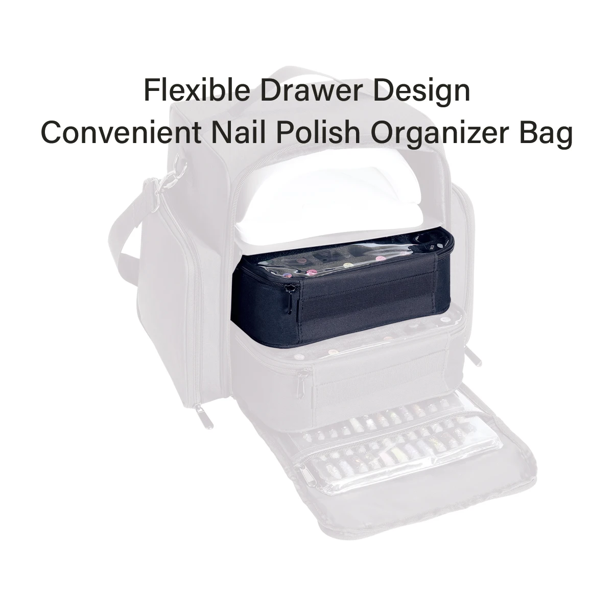 30-Bottle Large Capacity Nail Polish Organizer - Portable Stylish Makeup Bag with Removable Dividers, Holds Up to 15ml/0.5fl.oz