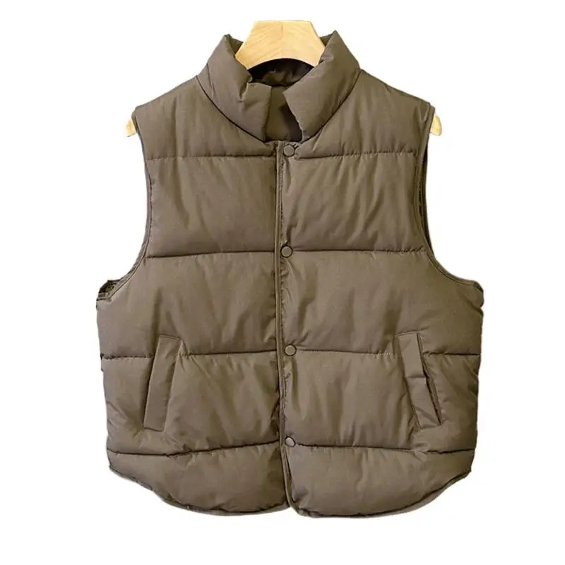 

Autumn Winter Chic Stand Collar Ultra Light Down Vests Streetwear Warm Casual Portable Cotton-Padded Waistcoats Women's jacket