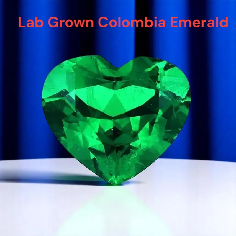 

Lab Grown Colombia Emerald Heart Shape Green Color Gemstone For Diy Jewelry Earrings Making Material Selectable AGL Certificate