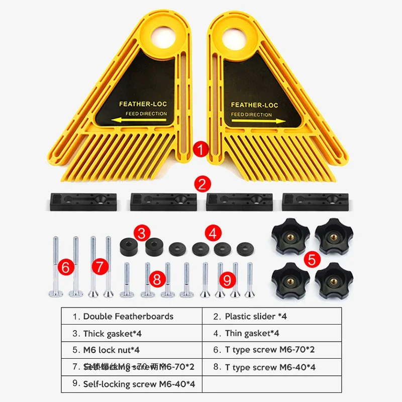 Multi-purpose Feather Loc Board Set Woodworking Engraving Machine Double Featherboards Miter Gauge Slot Woodwork DIY Tools