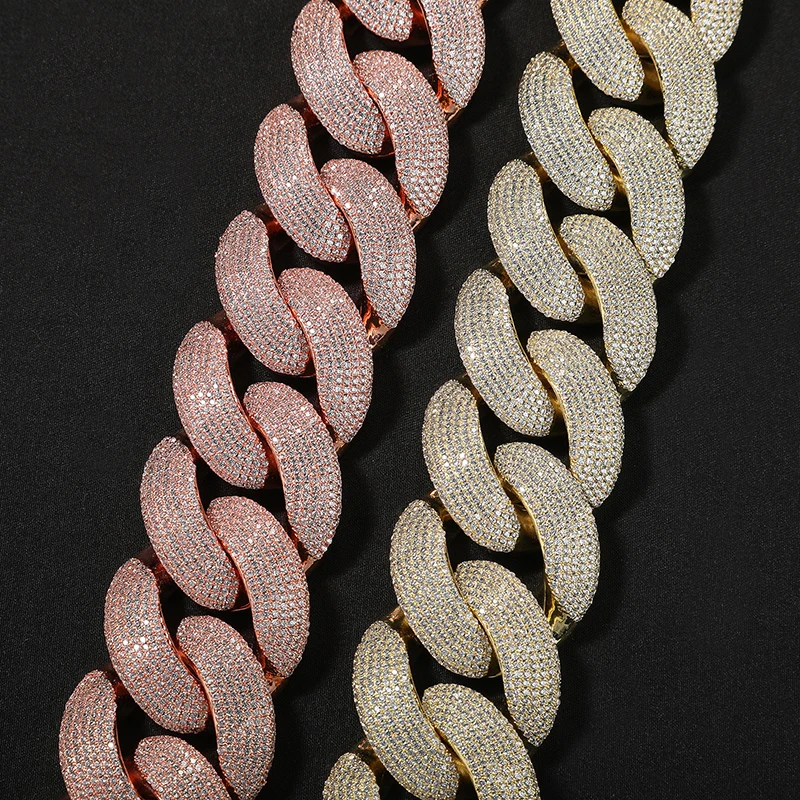 Hip Hop 5A+ CZ Stone Bling Ice Out 35mm Big Heavy Bubble Round Cuban Miami Link Chain Necklace for Men Rapper Jewelry