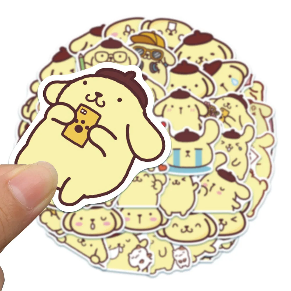 10/30/50pcs Kawaii Pompom Purin Stickers Cute Cartoon Decal for Kids Toy DIY Phone Skateboard Guitar Fun Sanrio Graffiti Sticker