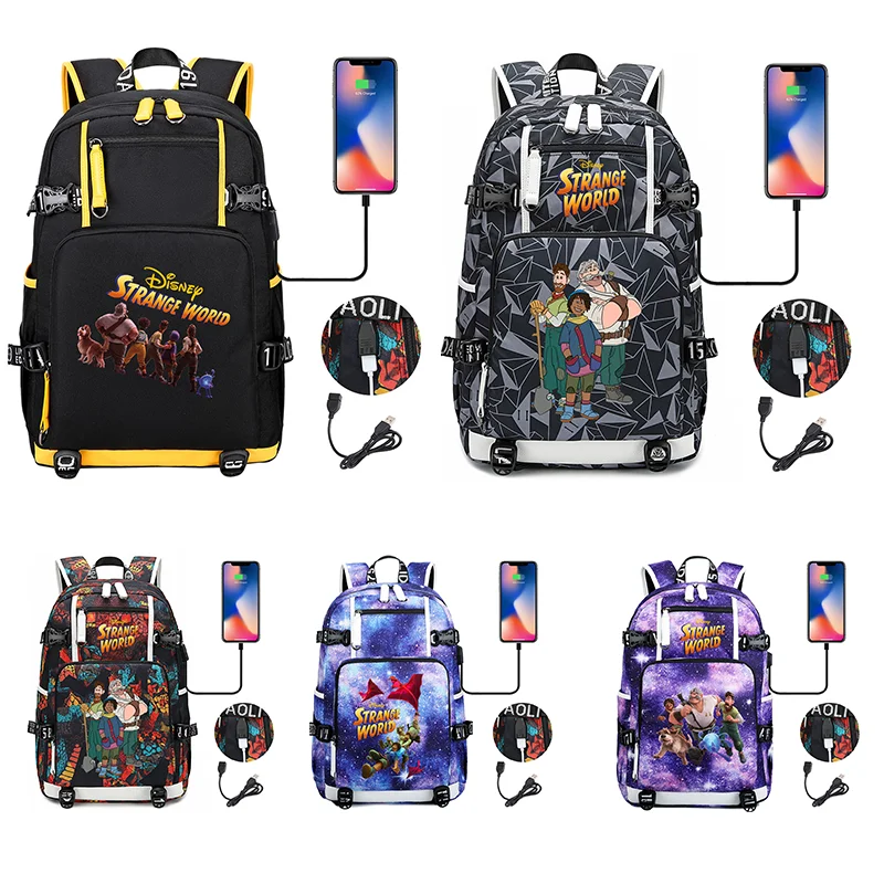 New Strange World Multifuction Boys Students Schoolbag Large Capacity Laptop Bag Waterproof USB Charging Backpack Camping Bag