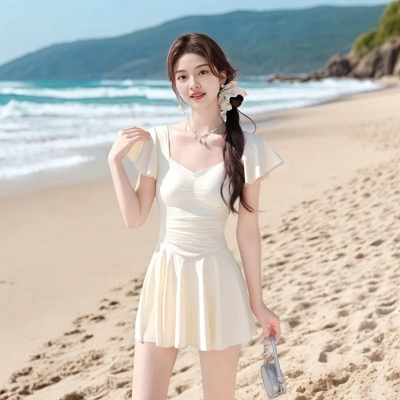 Strappy One-Piece Swimsuit For Women, Pure Desire Style, High-End Feel, Conservative, Slimming, Covering, Korean Version, Girl's