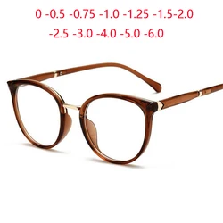 Spring Leg Anti-blue Light Oval Prescription Eyeglasses Women TR90 Cat Eye Short-sight Eyewear Diopter 0 -0.5 -0.75 -1.0 To -6.0