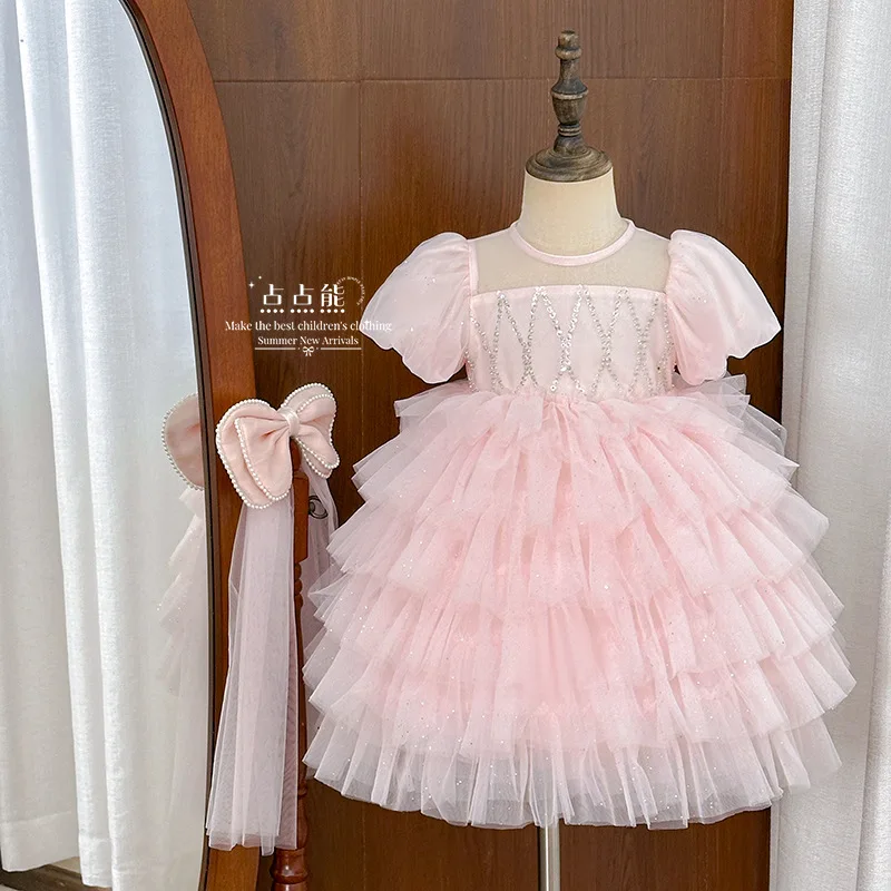 

Baby Kids Princess Tulle Tiered Flower Girl Dress Children First Communion Dress Ball Gown Wedding Party Dress Birthday