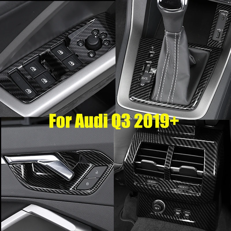 Carbon fiber ABS Decoraton Center Console Frame Decoration Cover Trim For Audi Q3 2019 Car Styling Interior Accessories