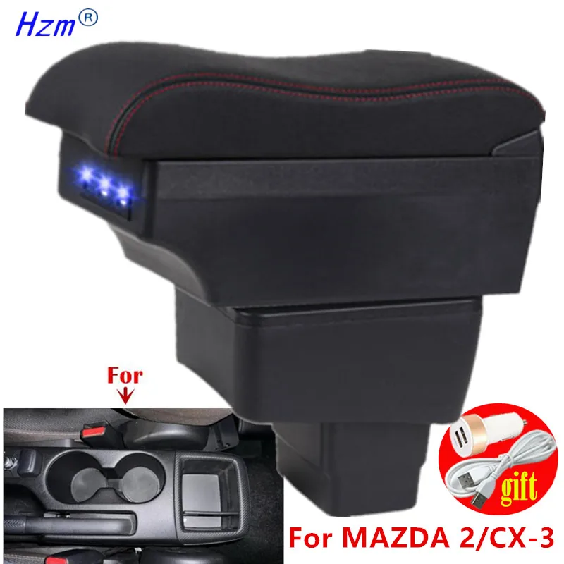 Für MAZDA CX-3 Armlehne Für Mazda 2 Skyactiv Version cx3 Auto Armlehne Box Lagerung Box Gebogene Oberfläche leder Einfache installation