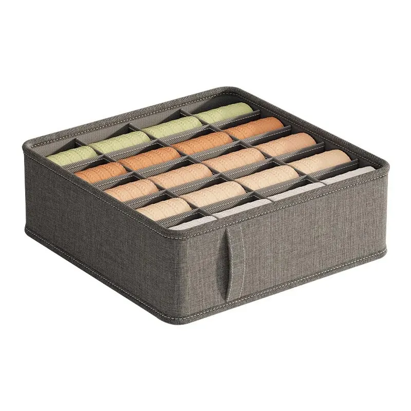 1pc Dark Grey Underwear Storage Box Socks Underwear Storage Drawer Division Multifunctional Household Wardrobe Classification