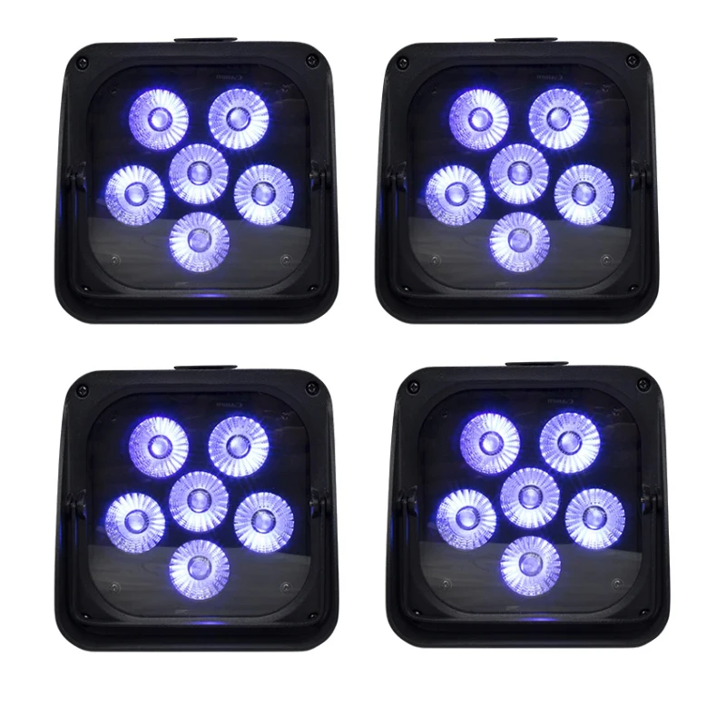 

4 шт. 6x18 Вт 6IN1 RGBAW + УФ Par Light DMX Пульт дистанционного управления WiFi Par Light Беспроводной светодиодный сценический светильник для DJ Bar Party