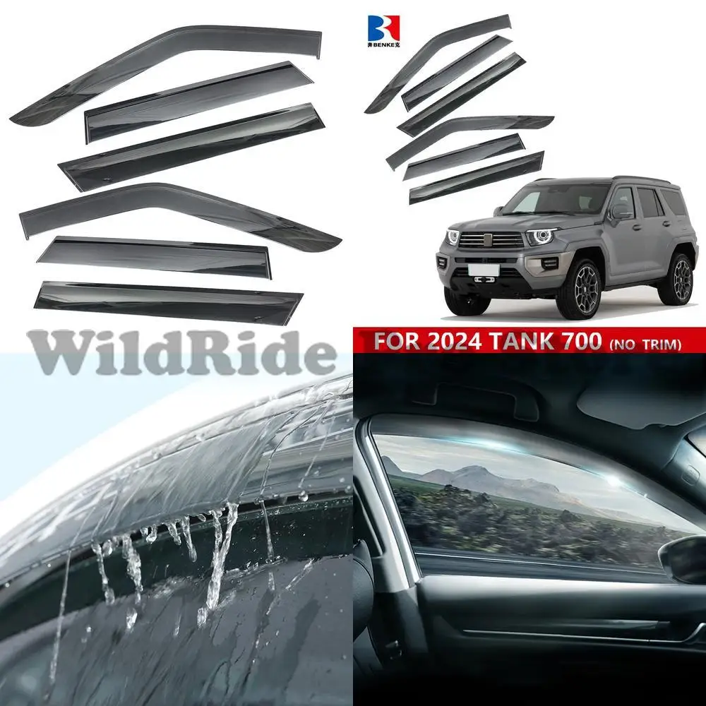 

1 set For Car Window Visor Wind Deflector for 2024+ GREAT WALL TANK 700 Rain Guard INJECTION PC Door Visor Vent Visor 6PCS