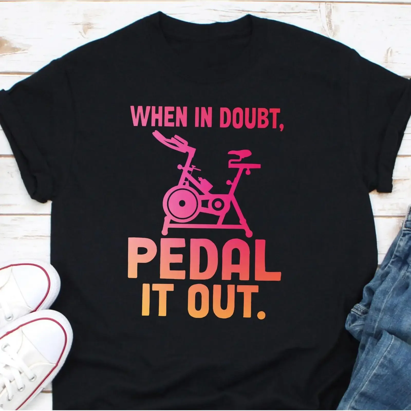When In Doubt Pedal It Out Spin Cycling T Shirt Gym Workout Leg Day Fitness for Enthusiasts vintage Washed Comfortable Slightly