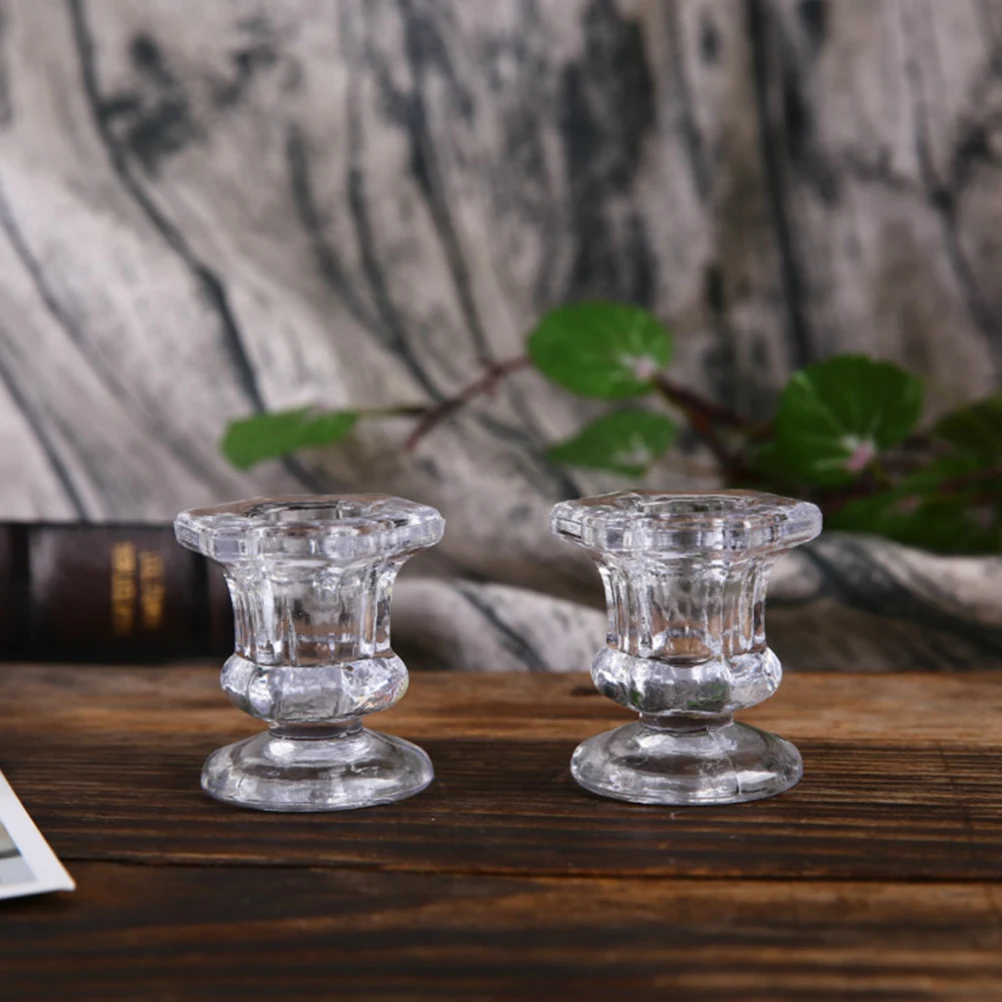 

Creative Glass Holder Hexagon Stem Candlestick Simple Table Decor Wedding Banquet Ornament Home Party Decoration
