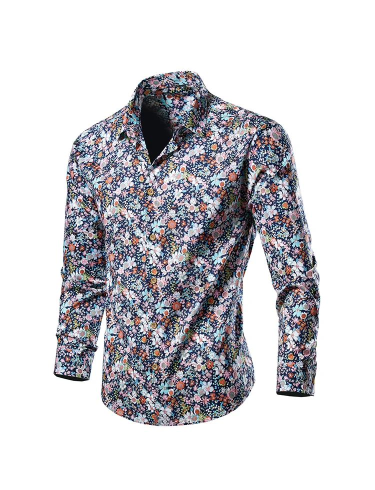 High quality 100% cotton Hawaiian Shirt Beach Sun Casual Slim Fashion men\'s shirt Fashion Long sleeve shirt Floral shirt