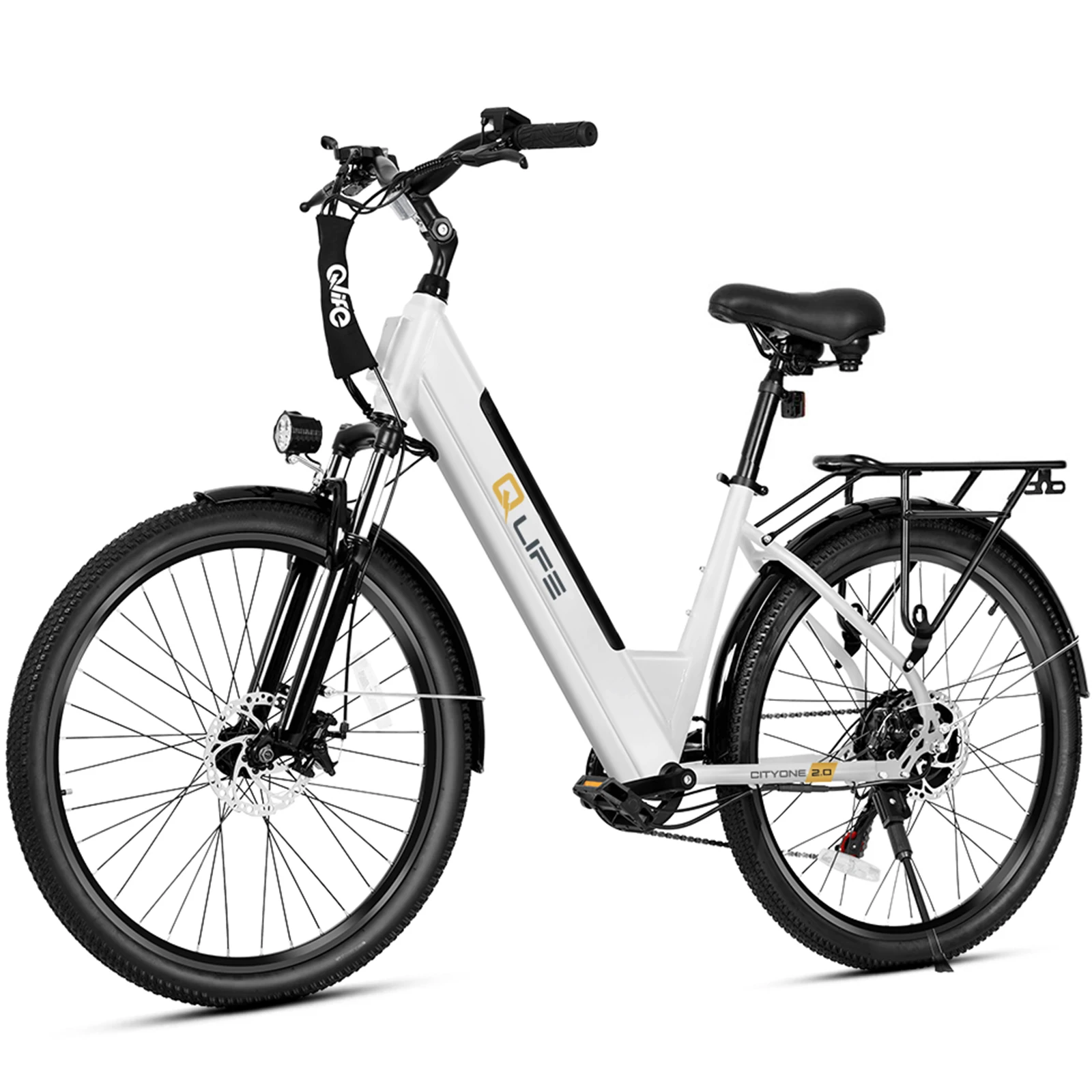 Qlife Cityone ST 2.0 Electric Bike for Adults, 26" Electric Bicycle with 1200W Peak Motor 48V 10.4Ah Battery, 28MPH 55 Miles, 7-Speed Commuter Bike with Front Suspension image 4