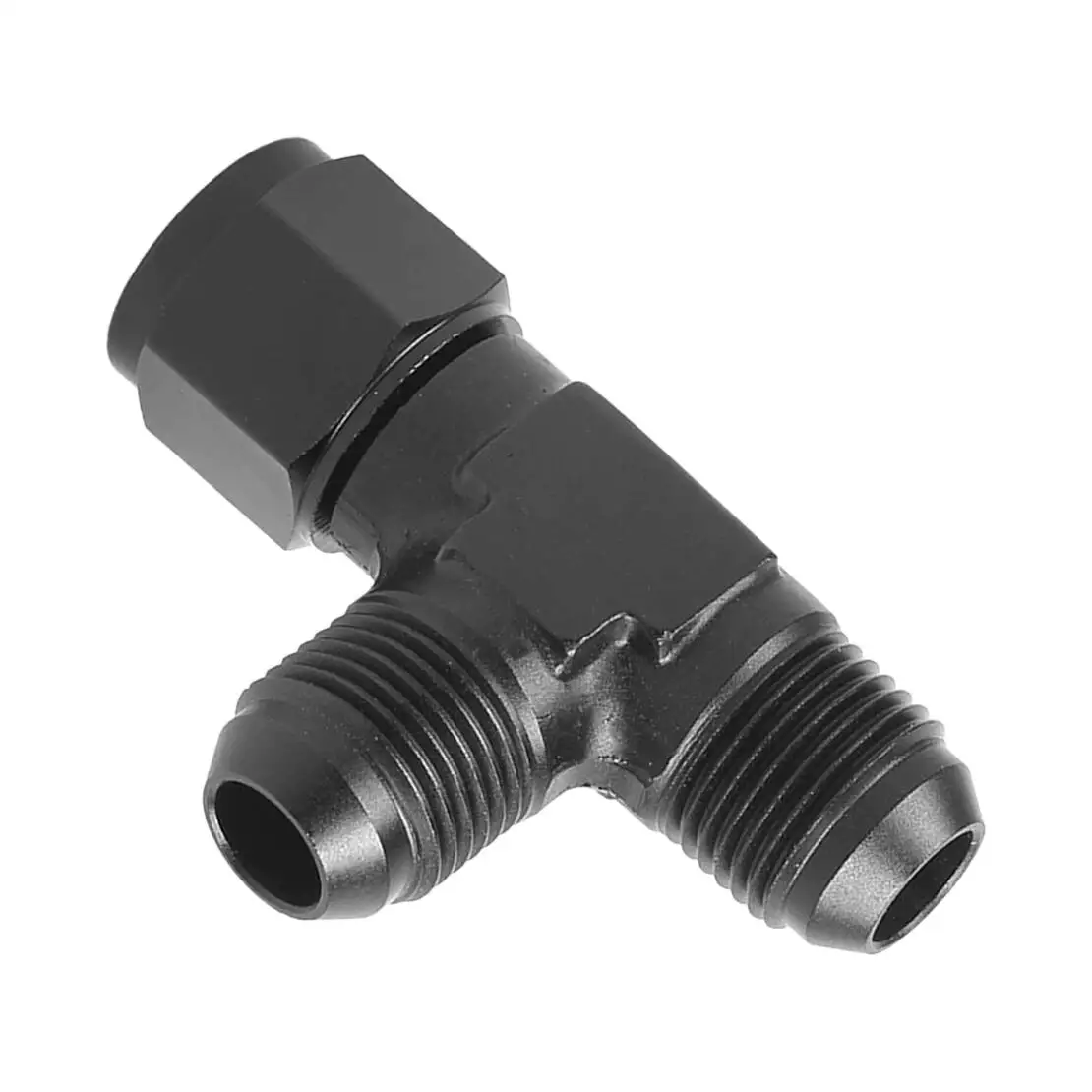 Car Fuel Hose Line 3-Way Tee T-Piece Fitting Adapter AN8 8-AN Male to AN8 8-AN Male&Female Connector Black Aluminum Alloy
