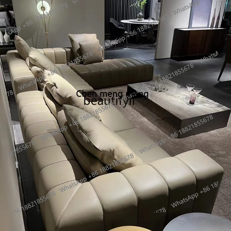 z183 Italian light luxury straight corner L-shaped large flat floor size apartment, key living room sofa