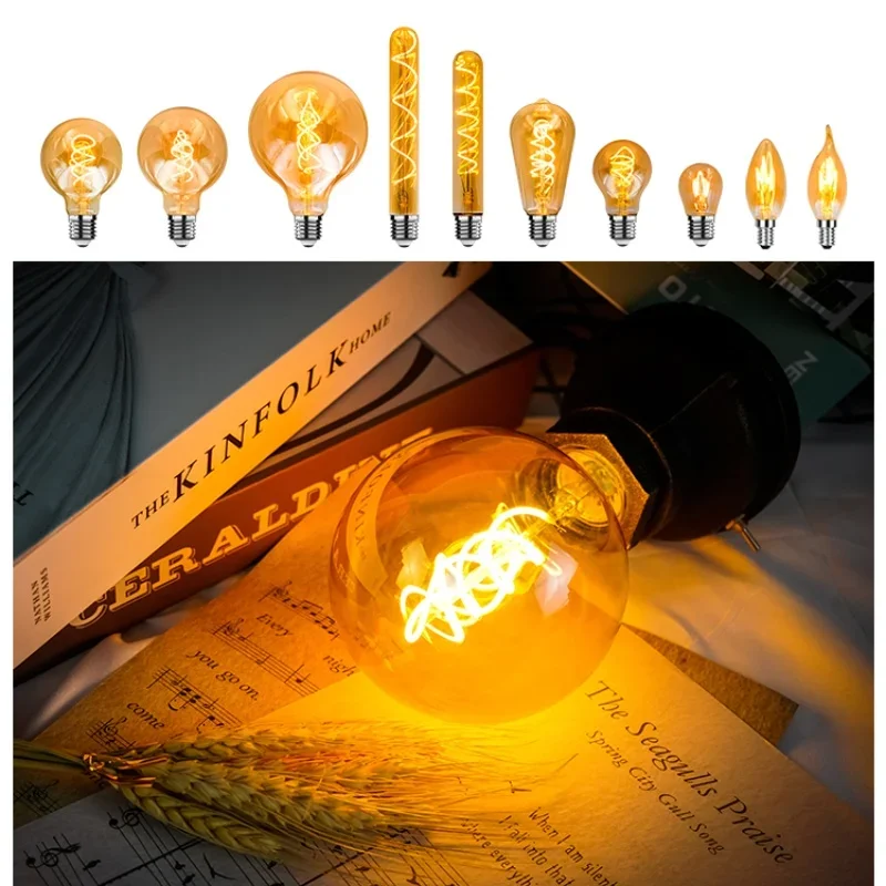 LED Bulb E14 E27 AC220V 230V Dimmable Vintage LED Filament Light Bulb 4W Retro Incandescent Decoration Led Lighting Lamp Ampoule