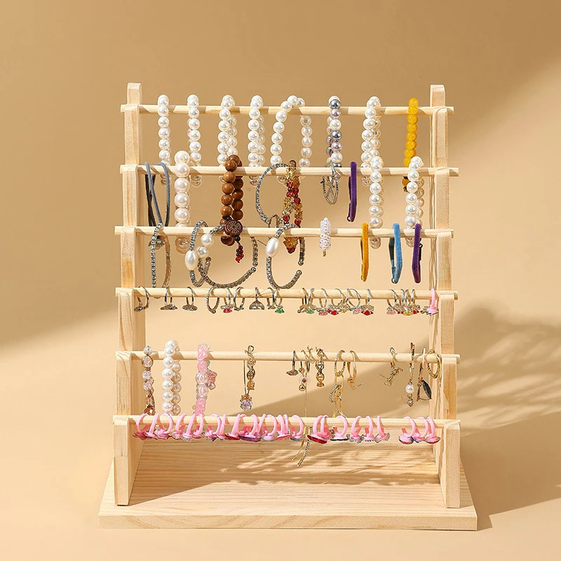 

Прочная подставка для браслета из цельного дерева, многоуровневая лестница, 4/6-слойный органайзер для ювелирных изделий, прочный несущий держатель для браслета