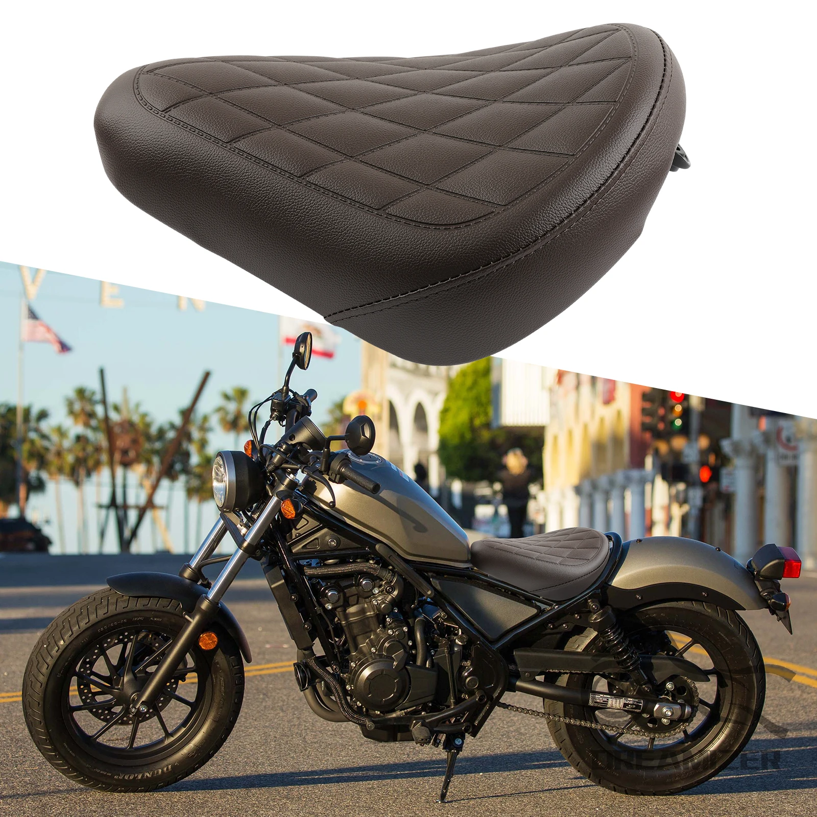 Motorcycle Black Brown Front Rider Driver Solo Seat Cushion For Honda REBEL CMX 300 500 2017-2025