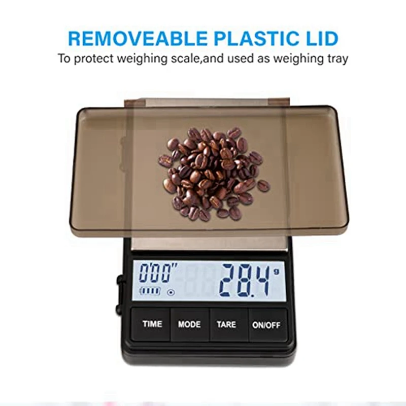 1 PCS Small Espresso Scale With Timer Scales Bright Backlit LCD Display 2 Batteries