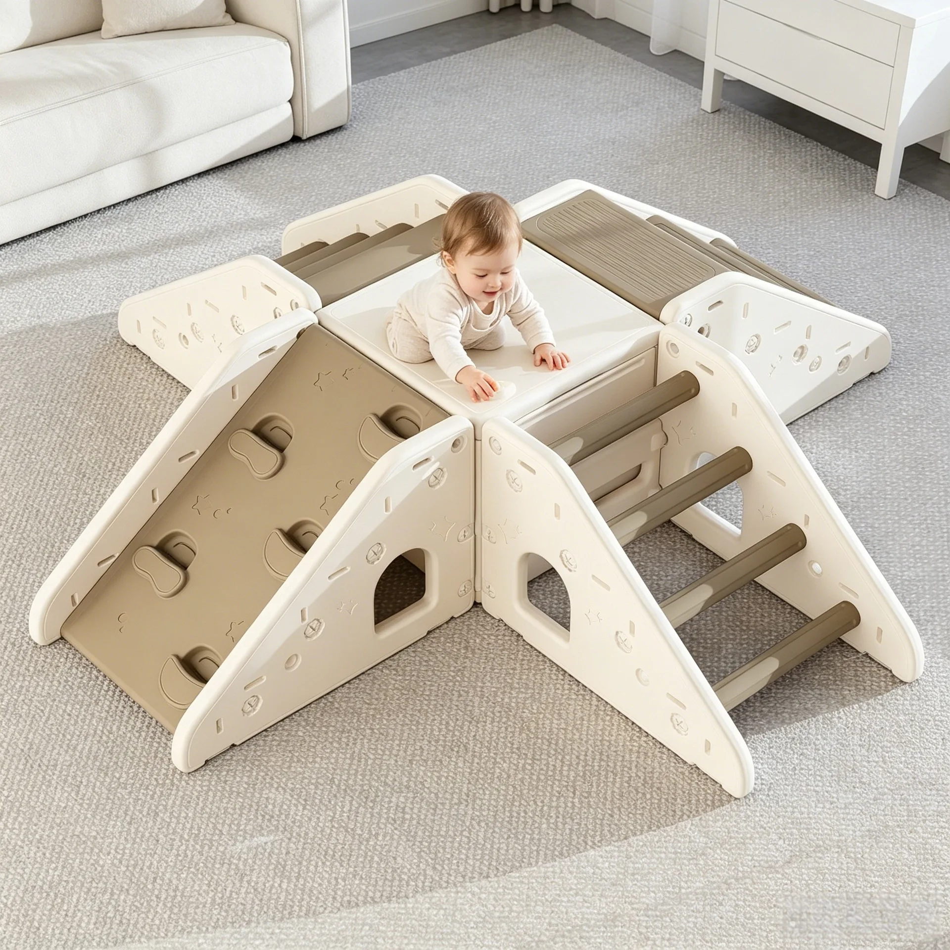 Kids Indoor Climbing Playset with Slide Montessori Toddler Playground HDPE Climber Activity Gym Modules Sold Separately