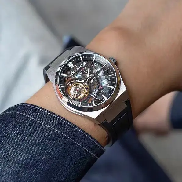 

Мужские часы CRONUSART с турбийоном, 41 мм, механические наручные часы, титановый корпус, сапфировое стекло, светящийся ремешок FKM, скелетонизированный циферблат