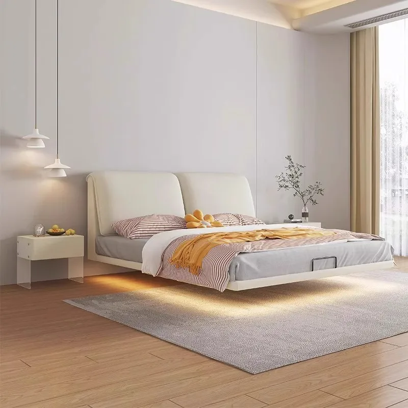 

Home Modern Minimalist Levitation Textile Crafts Double Bed 2 People Full Size Bed Frame 150x200 180x200 Cm Bedroom Furniture