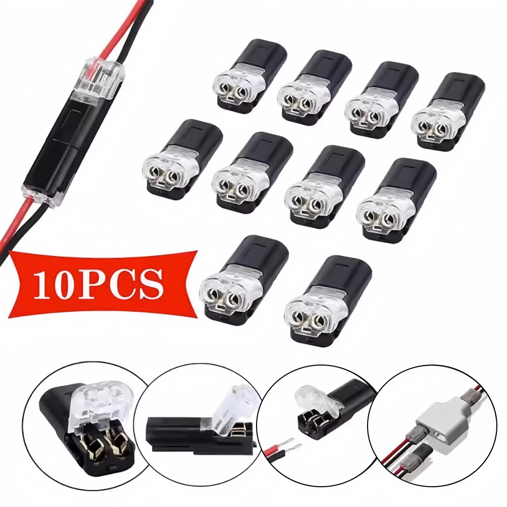 10pcs 2 Pin 2 Way Plug Waterproof Electrical Connector Pluggable LED Wire Connector Universal Compact Wire Terminal for Car