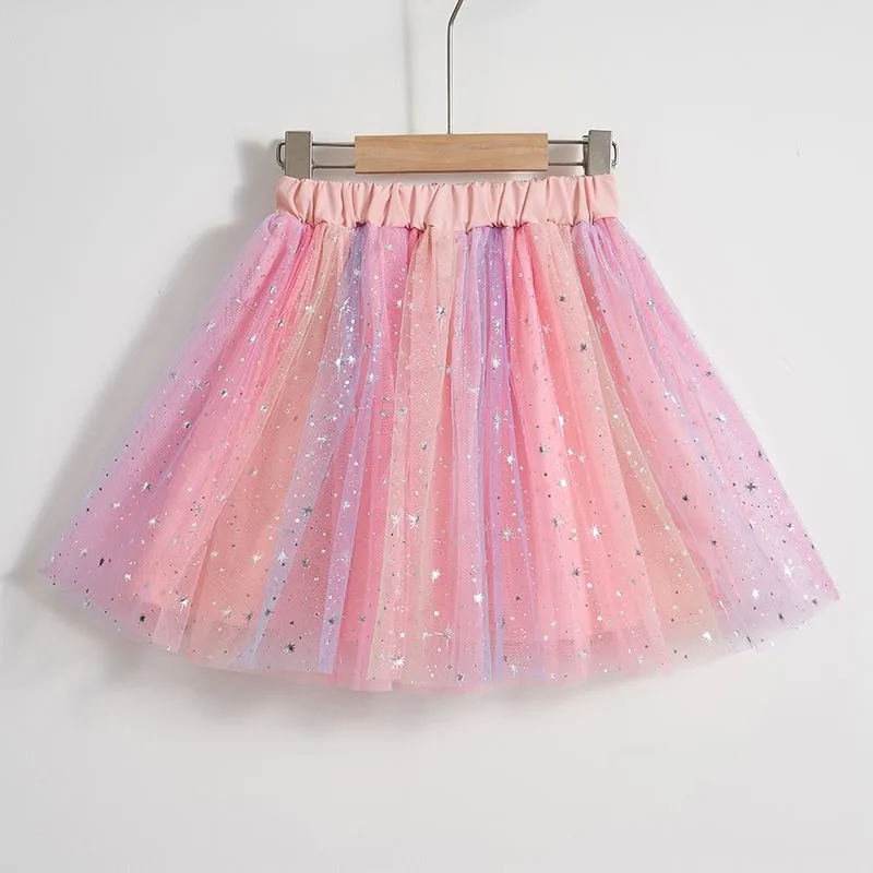 

Новая летняя пышная юбка-полусолнце из фатина для девочек 2026 года, с кристаллами, в снежной тематике, стильная детская короткая юбка ​