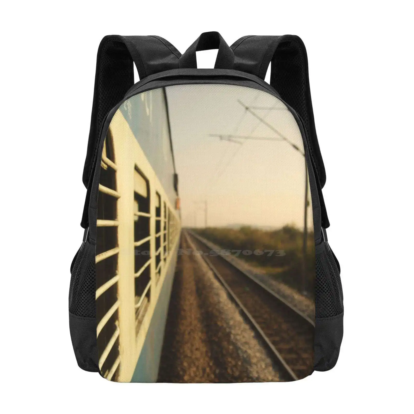 Eastbound School Bag Big Capacity Backpack Laptop Trains Transportation Bareri Valerie Rosen Train Tracks South Asia India