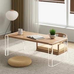 Chinese Bay Window Coffee Table Simple Balcony Tatami Tea Table Solid Wood Acrylic Bed Side Small Desk Living Room Furniture