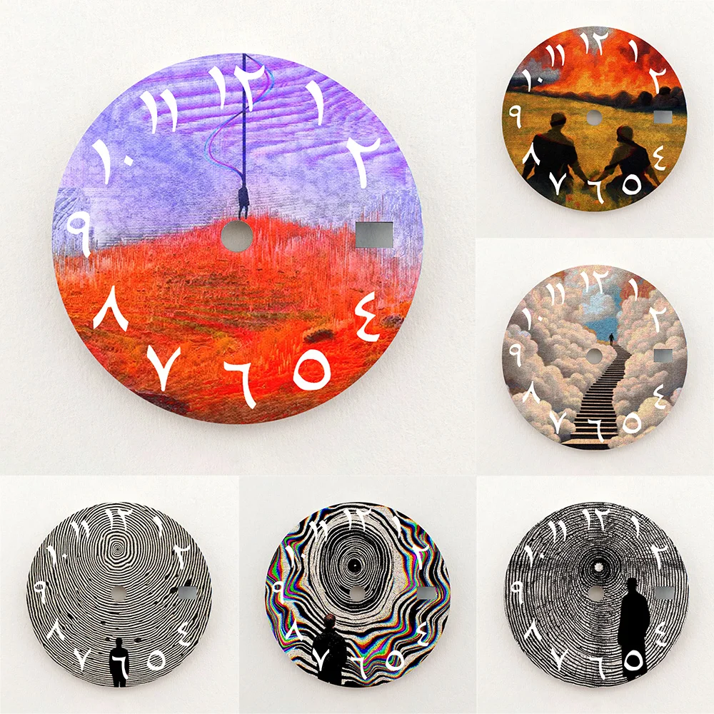 28.5mm Dial NH35 Dial 3D Creative Pattern Series Dial Arabic Numeral Dial NH36 Dial Watch Accessories Fits NH35/NH36 Movement