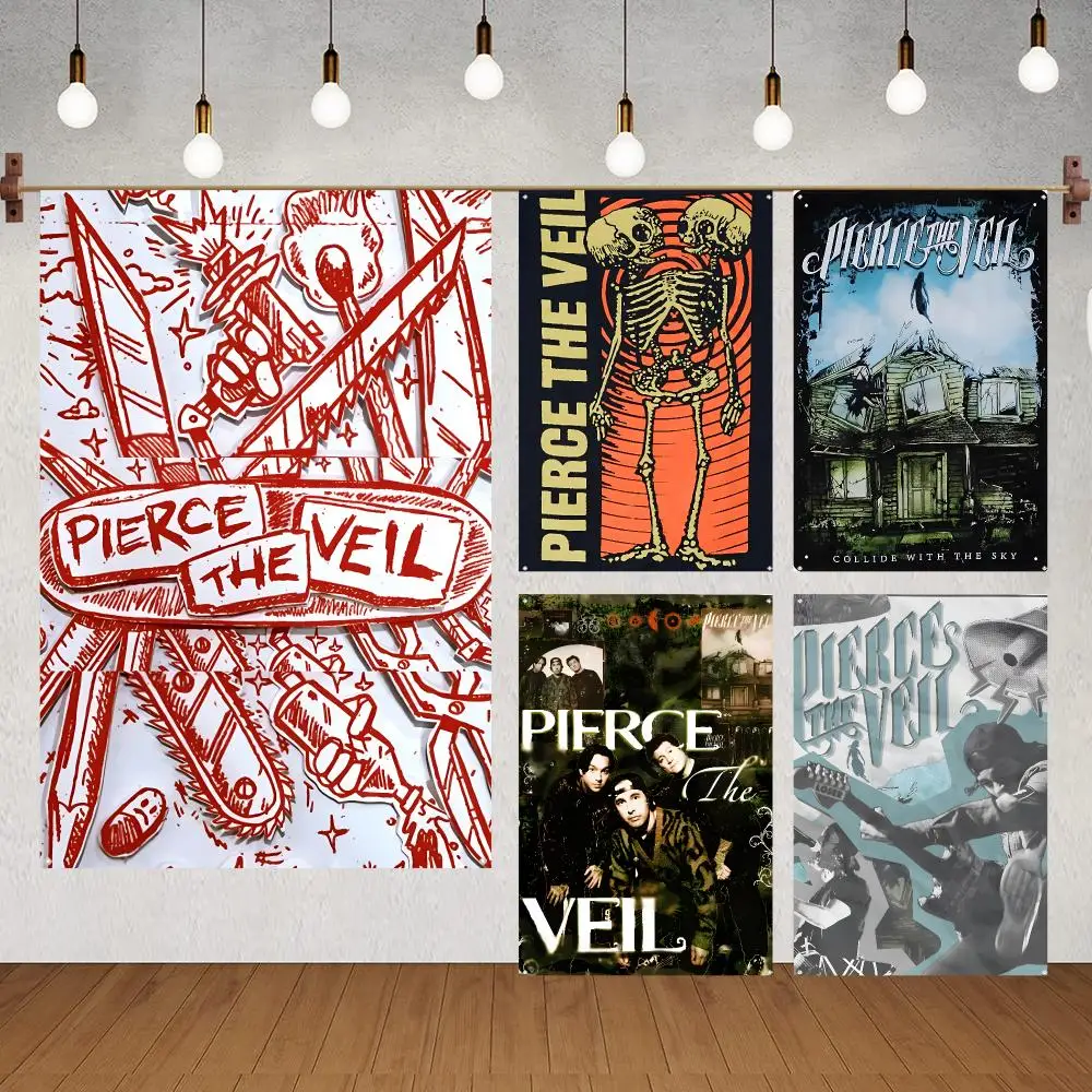 Band Posthardcore Pierce The Veil Flags for indoor decoration with no edging and four corner rings for easy hanging