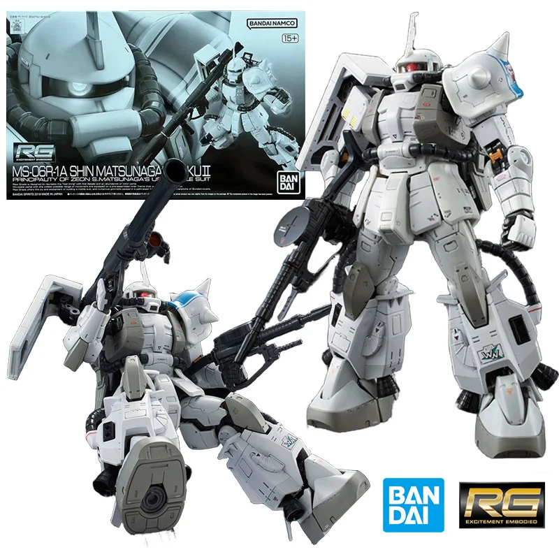 

Bandai RG 1/144 MS-06R-1A Shin Mastsunagas Zaku Mk II аниме Оригинальная фигурка, сборная модель Gundam, коллекция игрушек в подарок