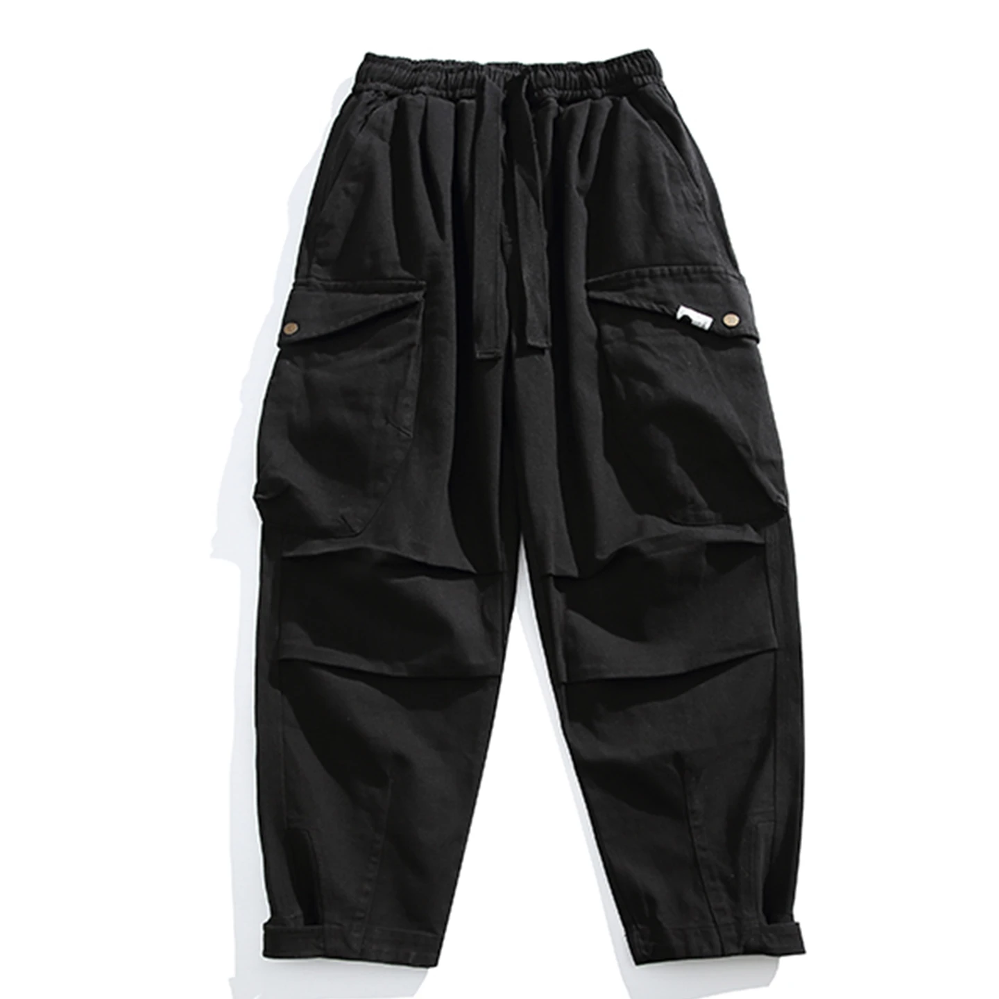 

Мужские повседневные брюки из утолщенного стираного хлопка с эластичным поясом, в стиле ретро, рабочие, с множеством карманов, для осени и зимы