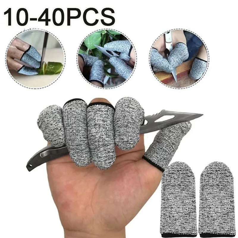 10-40PCS Level 5 Cut Resistant Finger Guards Elastic Protective Finger Sleeves Thick Wear Resistant Sleeves for Work Picking
