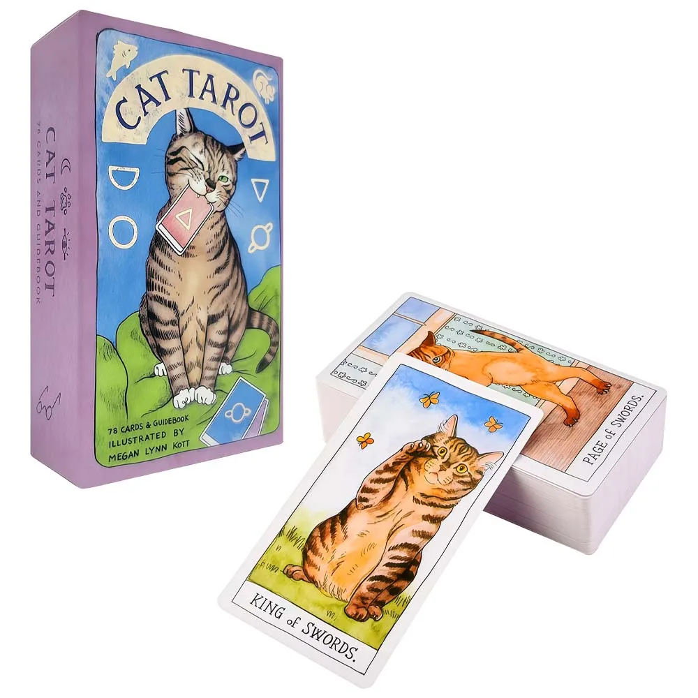 

Cat Tarot Deck 78 Cards English Oracle Deck Divination Fortune Telling Card for Board Game Parties and Self Exploration