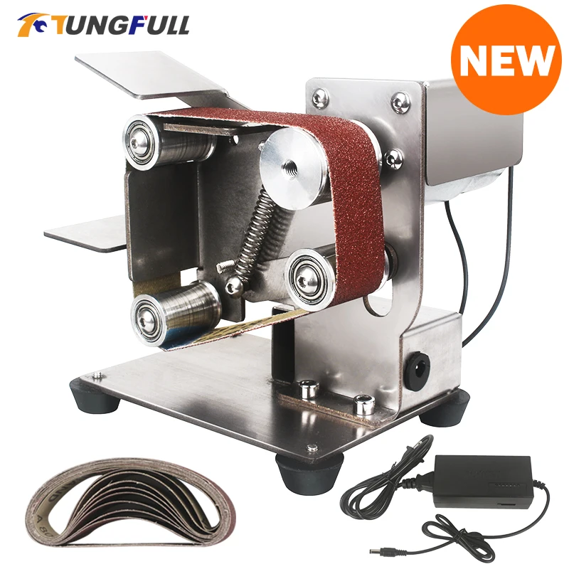 Mini Belt Sander Grinding Machine Sharpening Machine Bench Grinder Variable Speed Metal Sander Electrical Polisher Machine