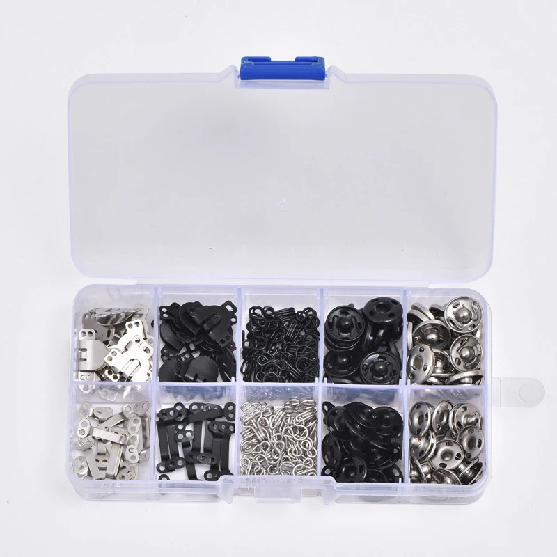 Sewing Hooks And Eyes Set Sew-on Snap Buttons DIY Clothing Button Sewing Closures Snaps Kit For Clothes Bags Sewing Craft