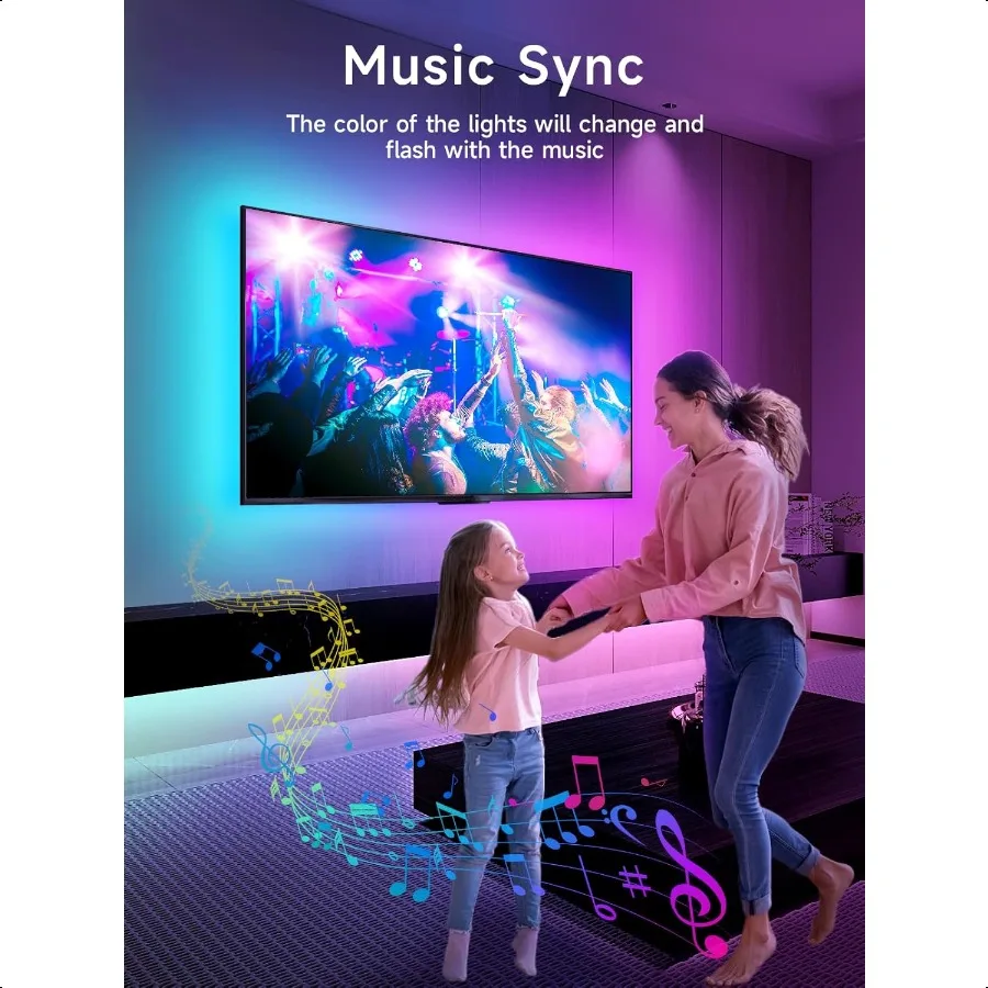 LED Lights for TV 16.4ft TV LED Backlight for 4575in RGB TV Backlight Behind Strip with Music Sync Bluetooth APP and Remote Con