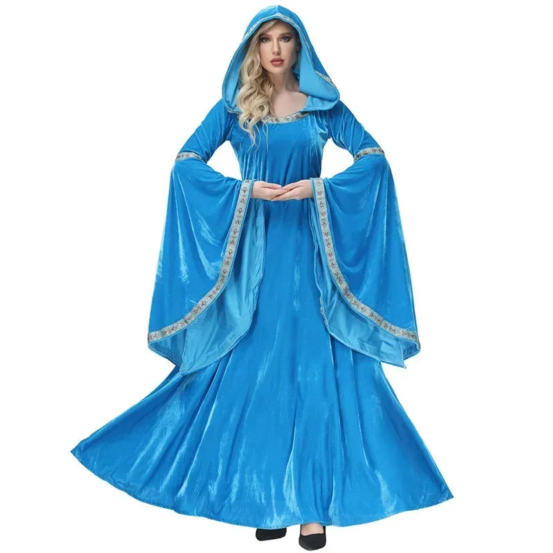 

Women Medieval Blue Court Vintage Dress For Halloween