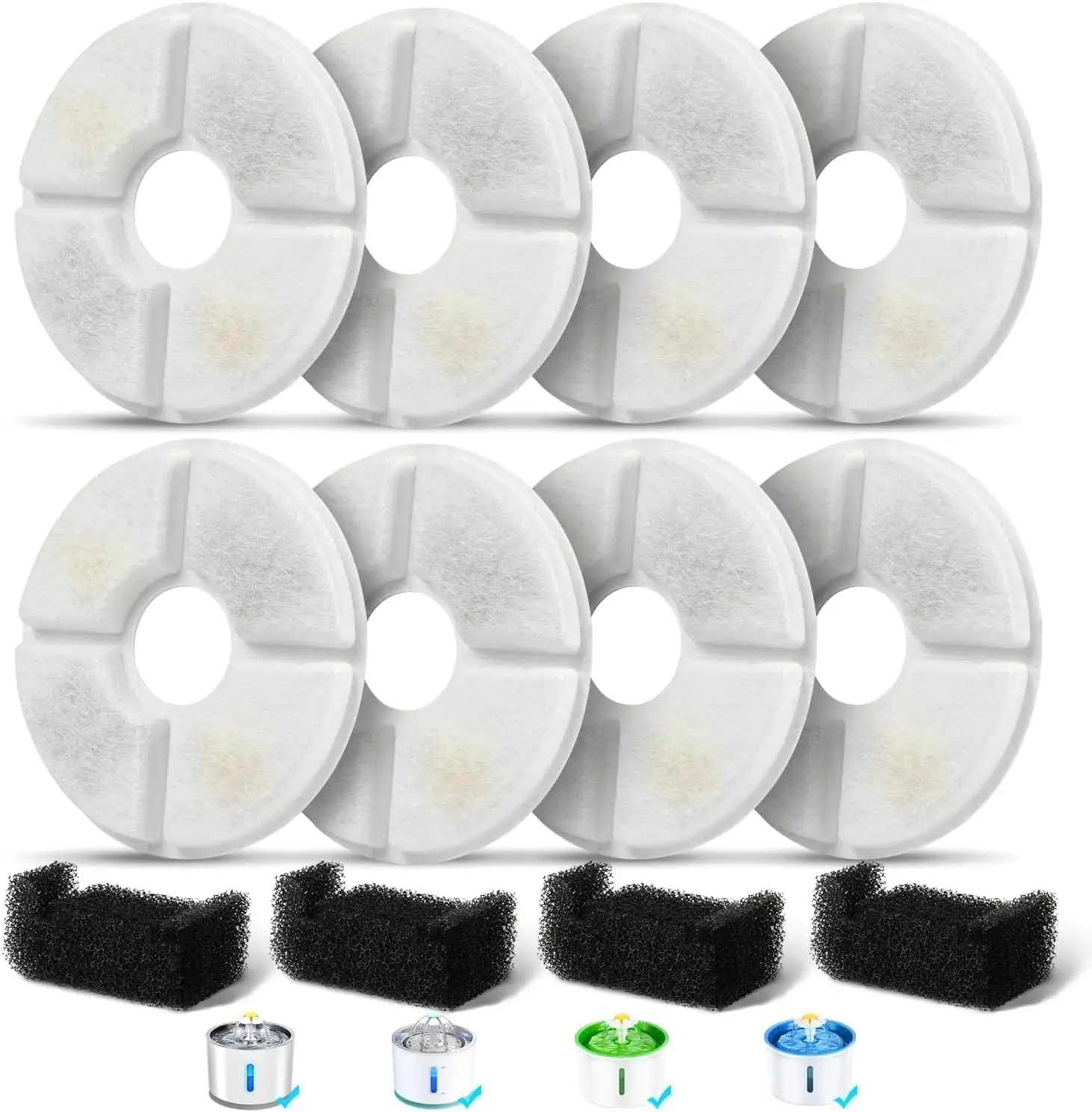 

Replacement Activated Carbon Filter Sponges 3 Filtration Systemfor 81oz/2.4L, Water Dispenser Round Cat Water Fountains