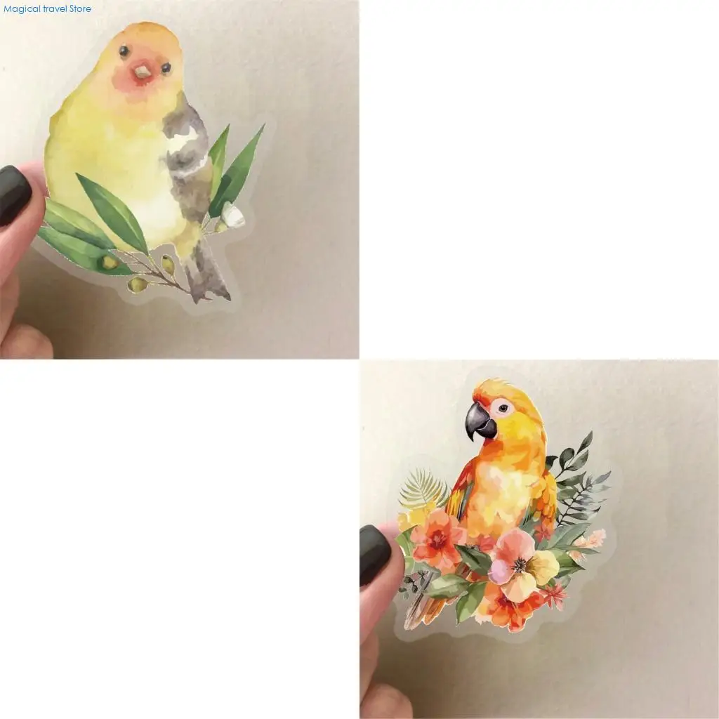 N2UB 50 Sheets Luggage Sticker Watercolor Bird Sticker for Laptop Skateboard
