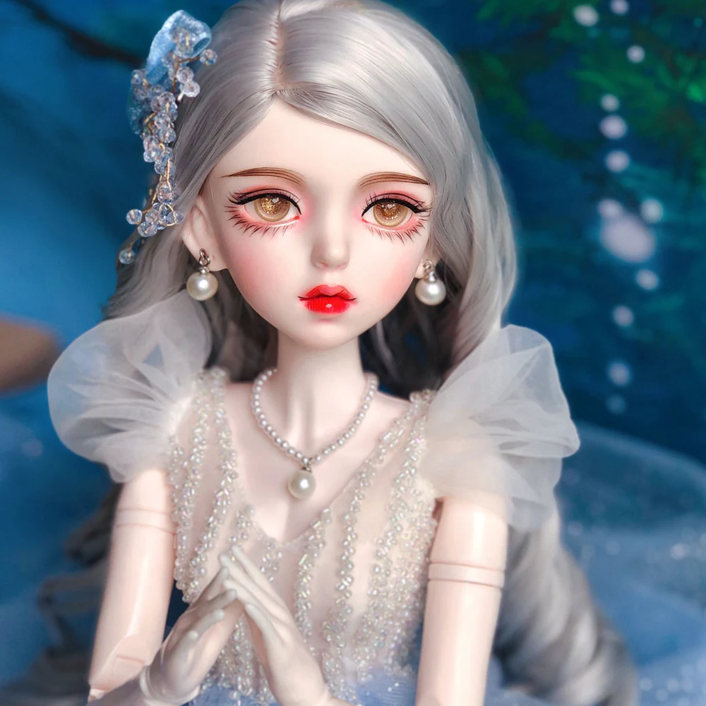 1/3 60cm Blue Evening Dress Silver Hair Doll Cartoon Fashion Birthday Gift for Girls Bjd Accessories Parts Thanksgiving Christma