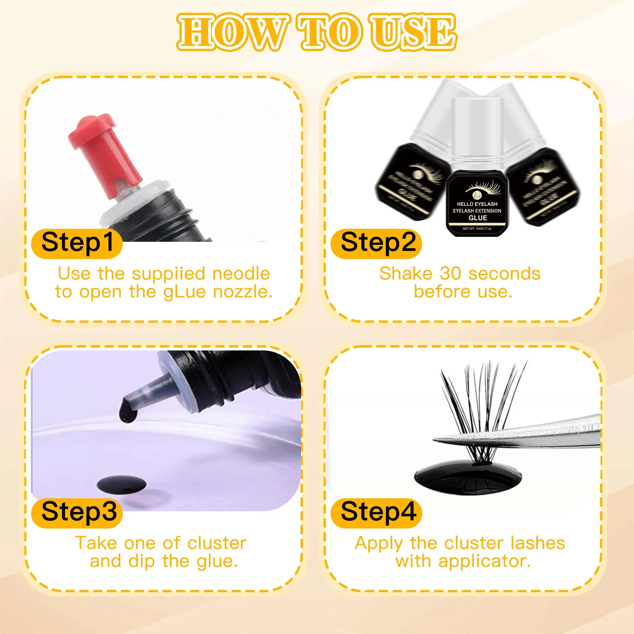 DIY-wimperlijm, langdurig, kan wimpers afvallen houden voor 2-3 weken, geschikt voor thuisgebruik / droogt in één seconde